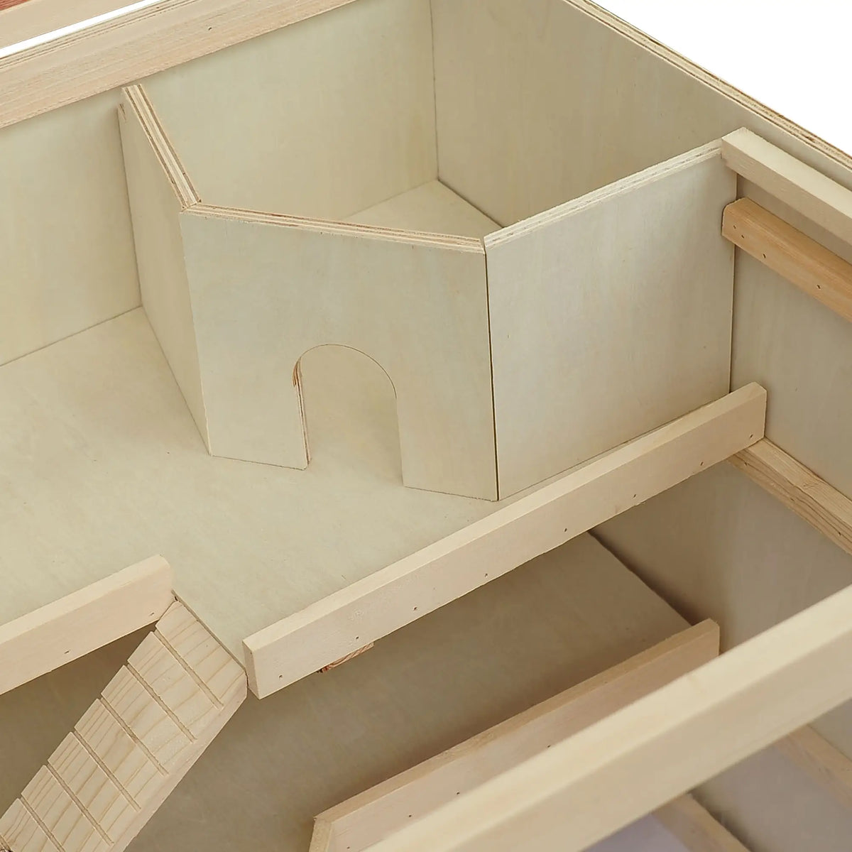 PawHut Wooden Hamster Cage, Small Animals Hutch with Openable Top, Exercise Play House Pen, Natural