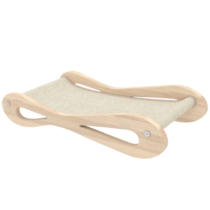 PawHut 2 in 1 Sisal Cat Scratcher Bed Cat Scratching Board and Lounger, Cream White