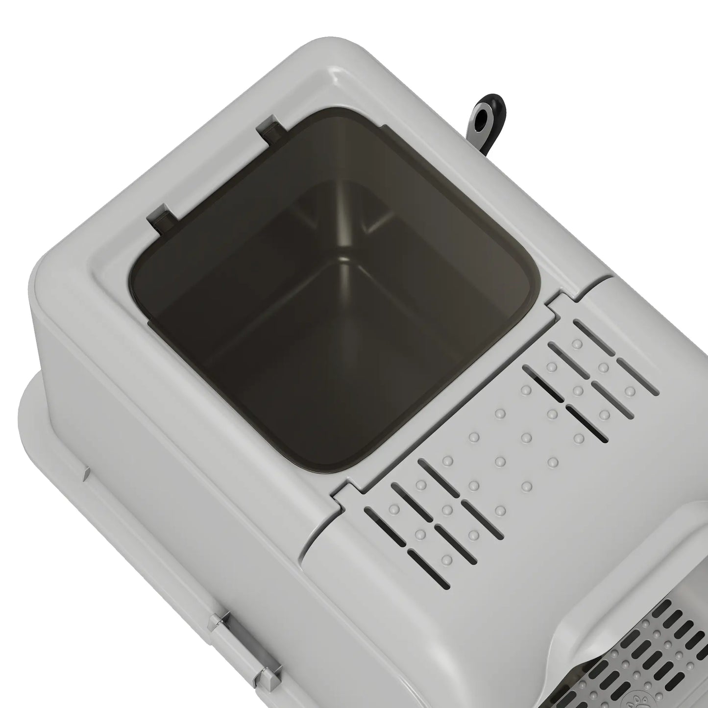 PawHut Extra Large Stainless Steel Litter Box, Enclosed Cat Litter Tray with Scoop, Deodorizer Bag, Front-Entry & Top-Exit