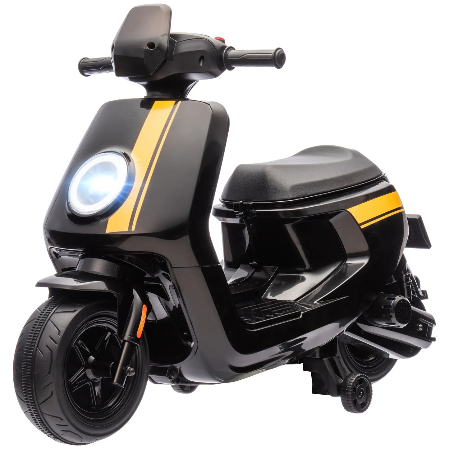 AIYAPLAY 6V Ride on Motorbike, Kids Electric Motorbike w/ Headlights, Music, Training Wheels, for 18-36 Months, Black