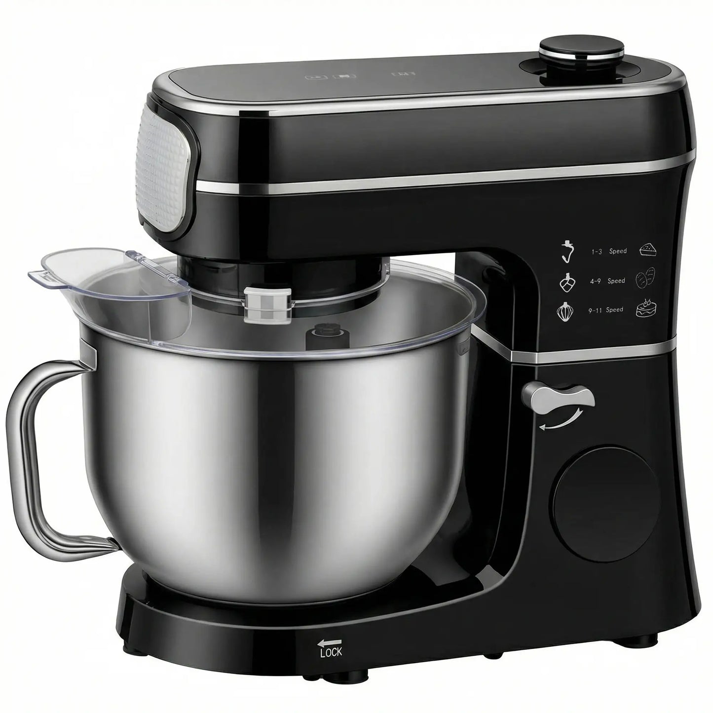 HOMCOM Stand Mixer, 6L 1400W Tilt-Head Food Mixer with 11 Speeds & LED Display, Black