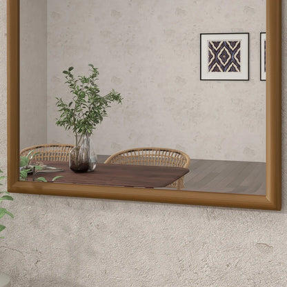 HOMCOM 110 x 65cm Wooden Arched Mirror, Wall Mount- Natural Finish