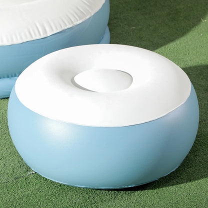 Outsunny Inflatable Tub Chair and Footstool, Soft & Comfortable - Blue/White