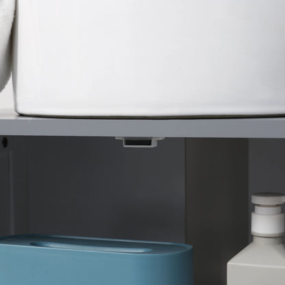 Kleankin Pedestal Under Sink Double Doors Cabinet, Modern Bathroom Vanity Unit, Storage Cupboard with Adjustable Shelves