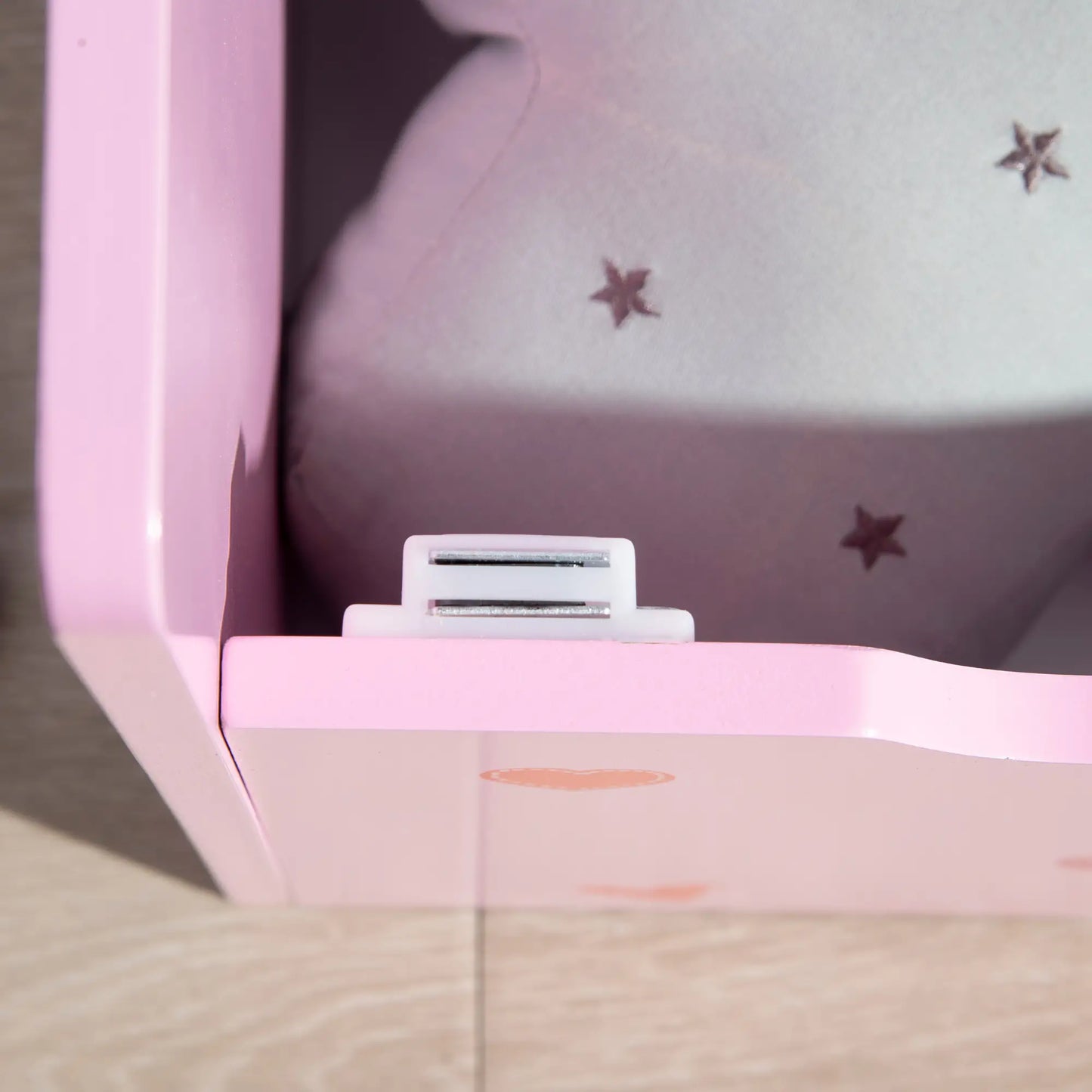 ZONEKIZ 2-in-1 Kids Wooden Storage Chest Bench, Toy Organiser Box w/ Safety Rod - Pink