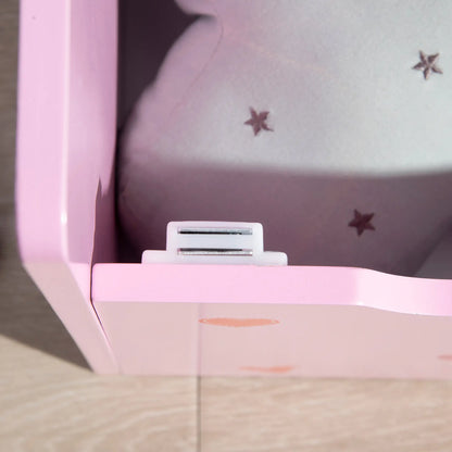 ZONEKIZ 2-in-1 Kids Wooden Storage Chest Bench, Toy Organiser Box w/ Safety Rod - Pink