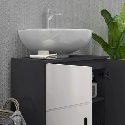 kleankin Under Sink Bathroom Cabinet, Adjustable Shelf, Storage Cupboard for Basin, Light Grey
