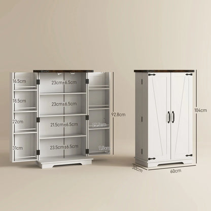 HOMCOM Multi-Storage Farmhouse Style Kitchen Cabinet - White