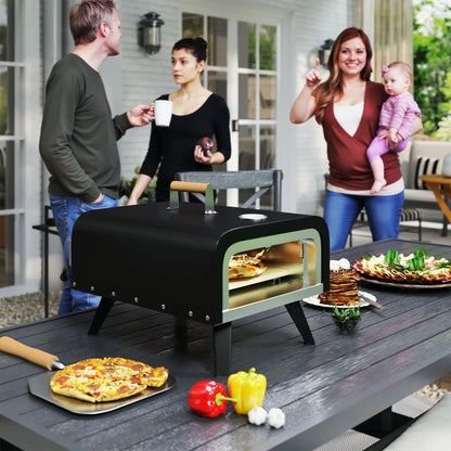 Outsunny Gas Powered 12" Pizza Oven Barbecue Charcoal Grills - Black