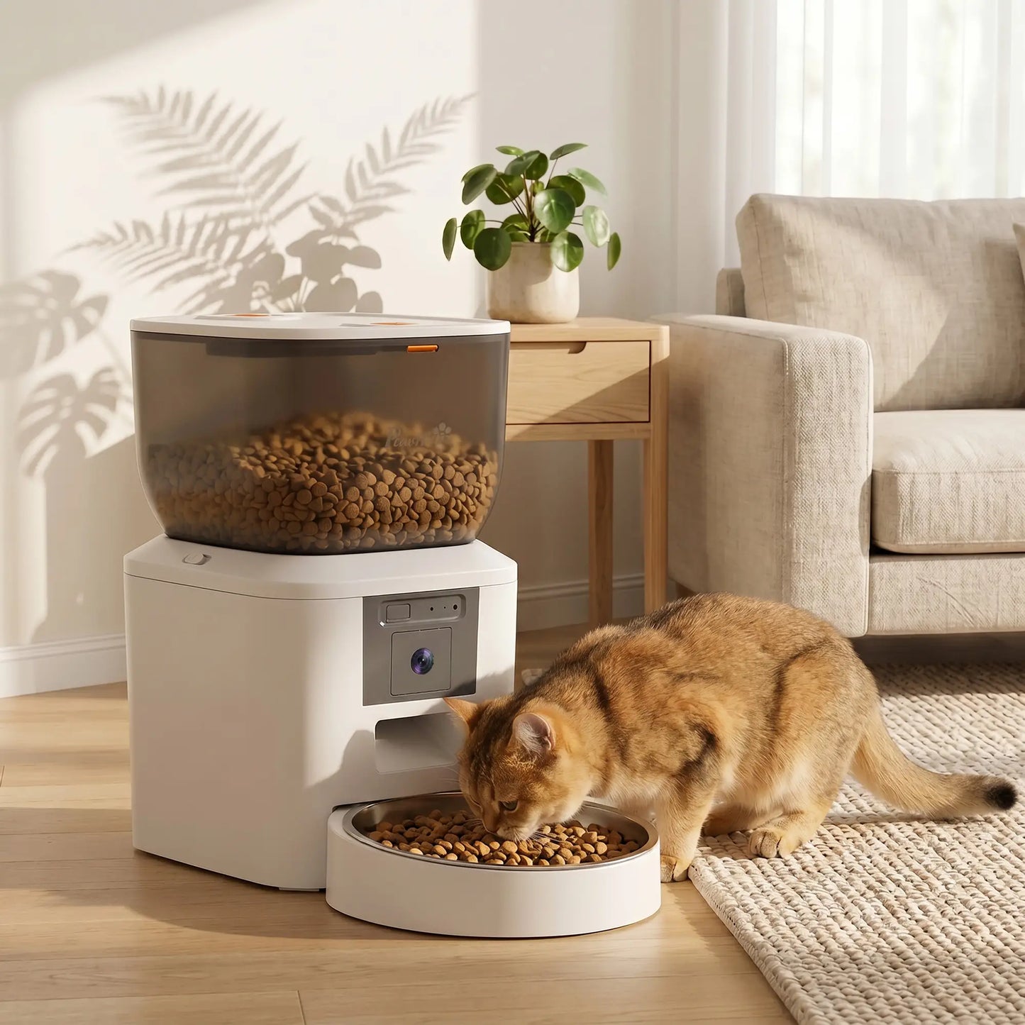PawHut Automatic Cat Feeder with Camera, 2.4G WiFi, APP Control 4L Pet Feeder 1-10 Meals