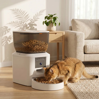 PawHut Automatic Cat Feeder with Camera, 2.4G WiFi, APP Control 4L Pet Feeder 1-10 Meals