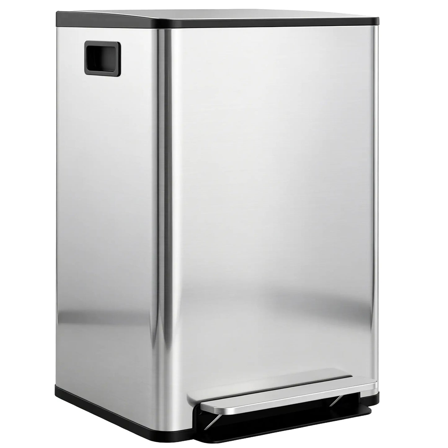 HOMCOM 60L Dual Compartment Stainless Steel Bin with Deodoriser Holders - Silver Tone