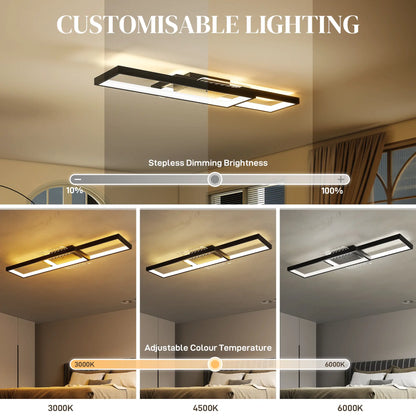 HOMCOM Modern Dimmable LED Ceiling Light with Wall Switch & Remote Control, Flush Mount Lamp, Black