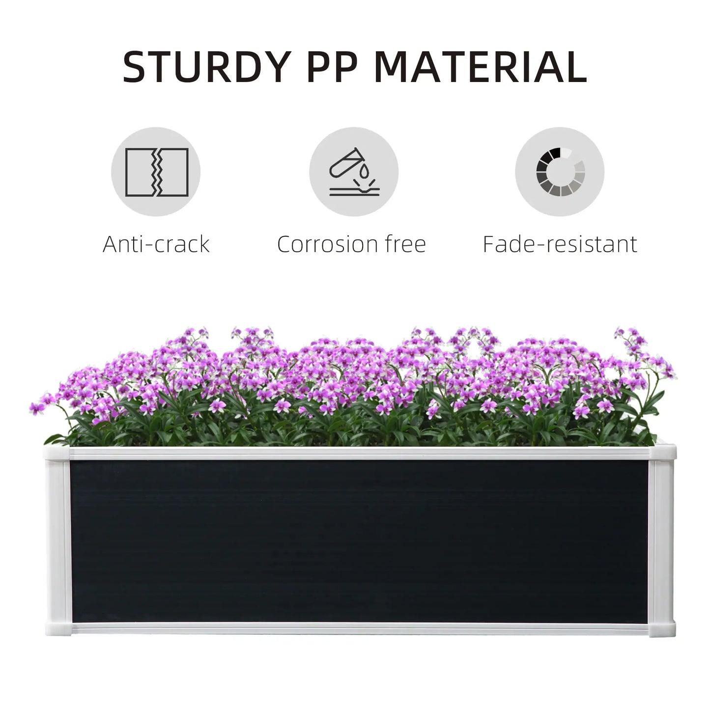 Outsunny 221L Raised Garden Bed, Weather-Resistant PP Planter Box Containers for Outdoor Patio Plant Flower