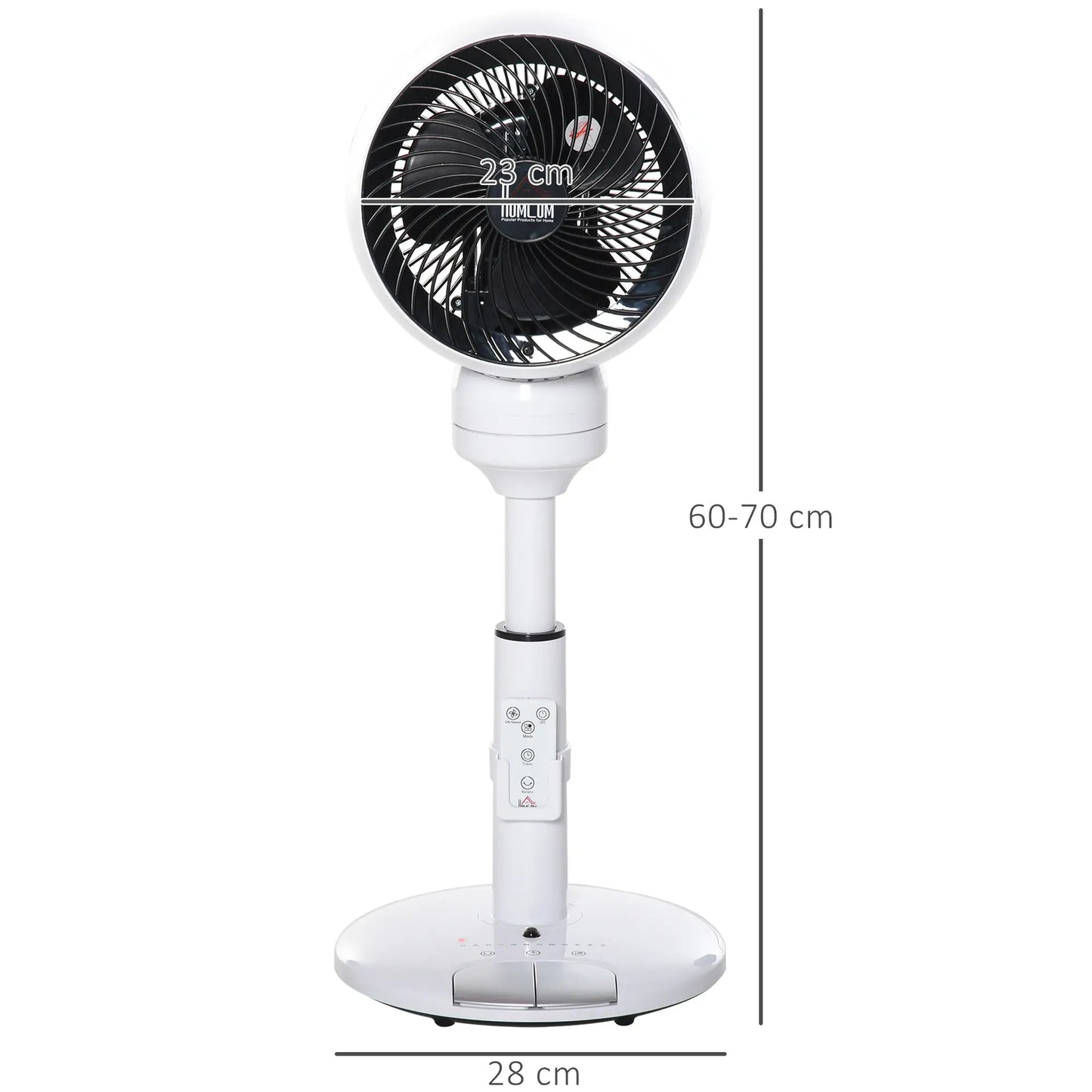 HOMCOM 9'' Air Circulator Fan 3 Speed 3 Mode, 70° Oscillation 90° Vertical Tilt, Height Adjustable, Remote Controller