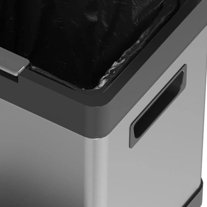 HOMCOM 34L Double Compartment Stainless Steel Kitchen Bin, with Soft-Close Lid