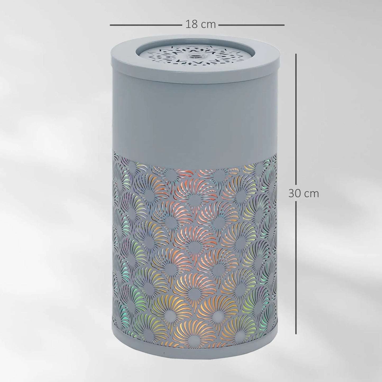 Outsunny Tall Garden Waterfall Fountain with LED Lights & Pump with Adjustable Flow for Indoor & Outdoor Decor, Light Grey