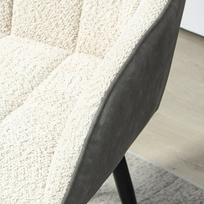 HOMCOM Accent Chair with Foot Pads, Upholstered Armchair with Chenille Fabric Front and PU Back, for Living Room Bedroom, Cream White