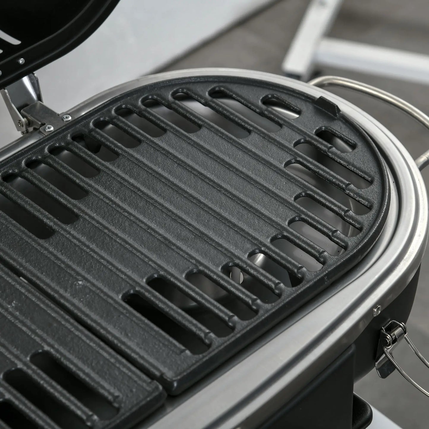Outsunny Foldable Gas BBQ Grill 2 Burner Table Top Barbecue with Lid for Camping Picnic Cooking, Aluminium Alloy