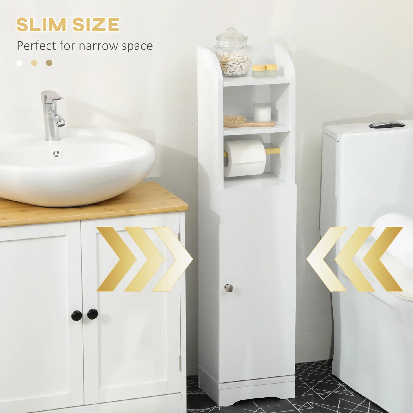 kleankin Multi-Storage Narrow Bathroom Cabinet - White