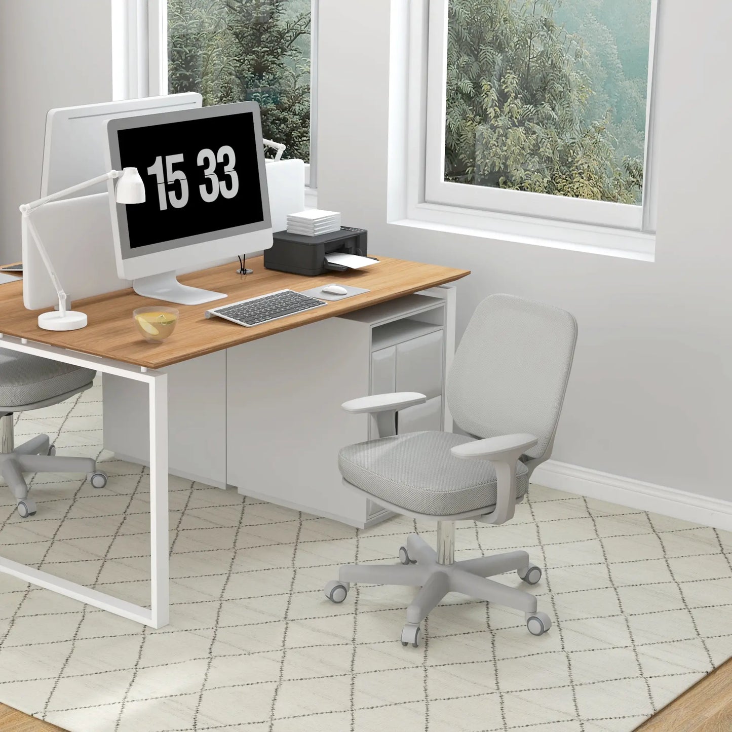 Vinsetto Mesh Back Office Chair with Swivel Seat & Adjustable Height - Grey