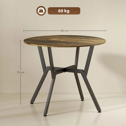 HOMCOM Dining Table, Round Kitchen Table with Anti-Slip Foot Pads for Living Room, Dining Room, Rustic Brown