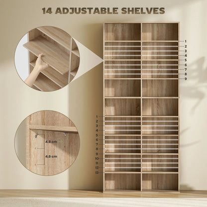 HOMCOM 640 CD Storage Tower, Bookcases & Shelves - Nature Wood Finish