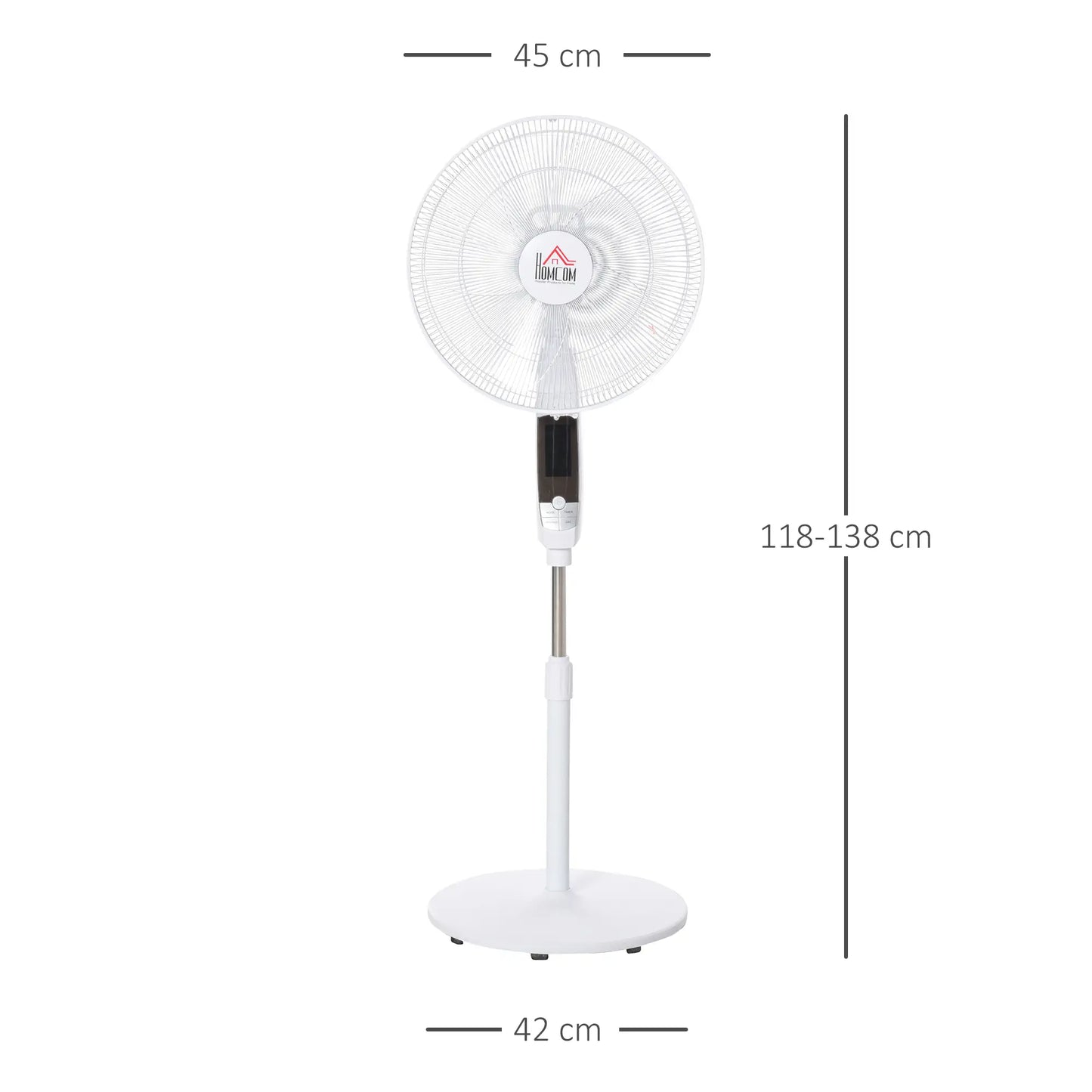 HOMCOM 16'' Pedestal Stand Fan, 3 Speed 3 Mode, 85° Oscillation, 3M Remote Controller, Height Adjustable, Black and White