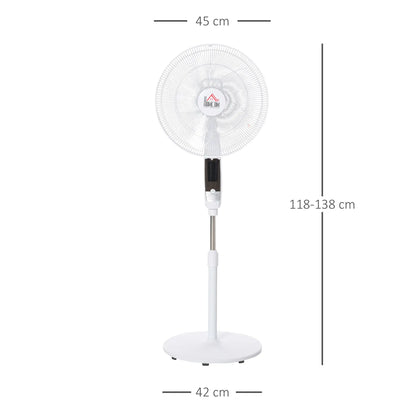 HOMCOM 16'' Pedestal Stand Fan, 3 Speed 3 Mode, 85° Oscillation, 3M Remote Controller, Height Adjustable, Black and White
