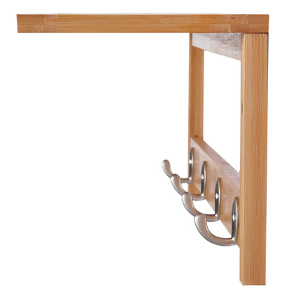 HOMCOM Wall Mounted Coat Clothes Hat Hanger 4 Hooks Rack Stand with Rail & Storage Shelf