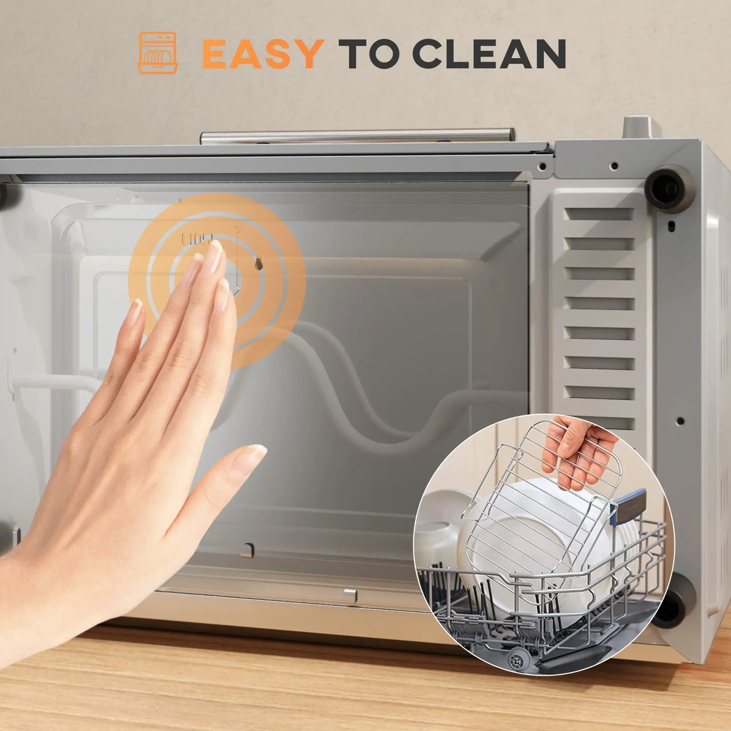 HOMCOM Mini Oven, 9L Countertop Electric Grill, Toaster Oven with Timer, Dishwasher Safe, 750W, Silver