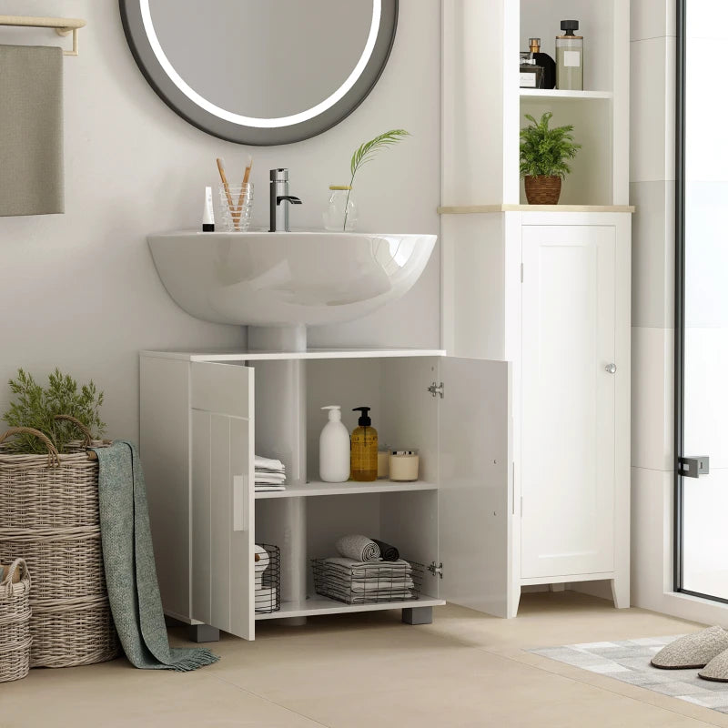 Organized bathroom with compact under-sink storage