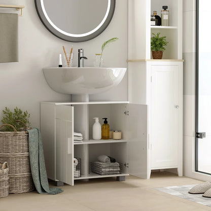 Organized bathroom with compact under-sink storage
