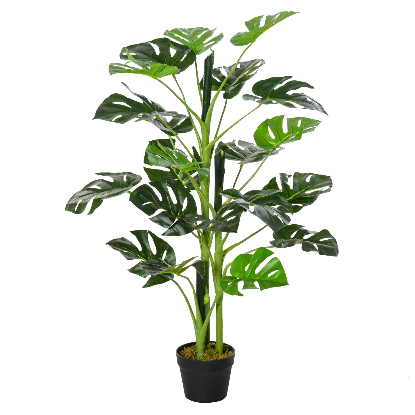 Outsunny 100cm/3.3FT Artificial Monstera Tree, Cheese Plant with Nursery Pot, Fake Tropical Palm Tree for Indoor Décor