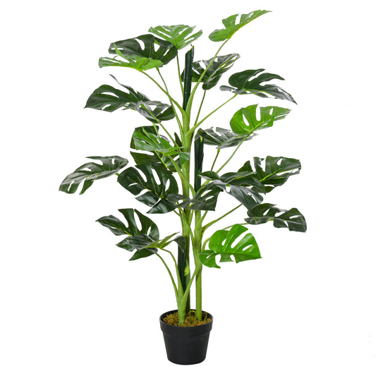 Outsunny 100cm/3.3FT Artificial Monstera Tree, Cheese Plant with Nursery Pot, Fake Tropical Palm Tree for Indoor Décor