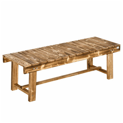 Outsunny 1 Piece 2-Seater Outdoor Indoor Wooden Garden Bench Fir Patio Loveseat, Carbonised