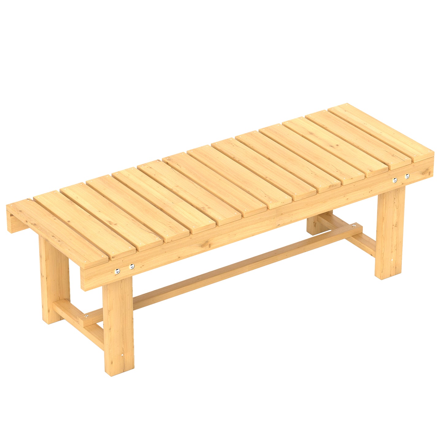 Outsunny 1 Piece 2-Seater Outdoor Indoor Wooden Garden Bench Fir Patio Loveseat, Natural