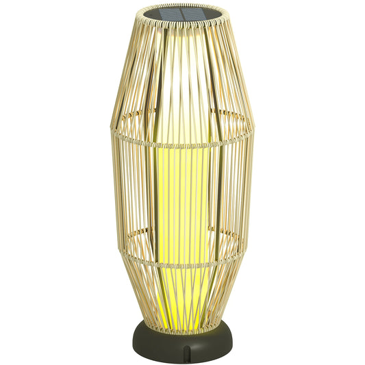 Outsunny Garden Rattan Lamp, Tall Solar Rattan Floor Lamp, Light with Auto On/Off LED, IP44 for Outdoor, Grey