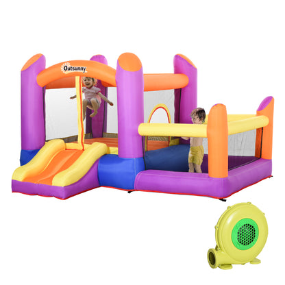 Outsunny Kids Bouncy Castle House Inflatable Trampoline Slide Water Pool 3 in 1 with Blower for Kids Age 3-8