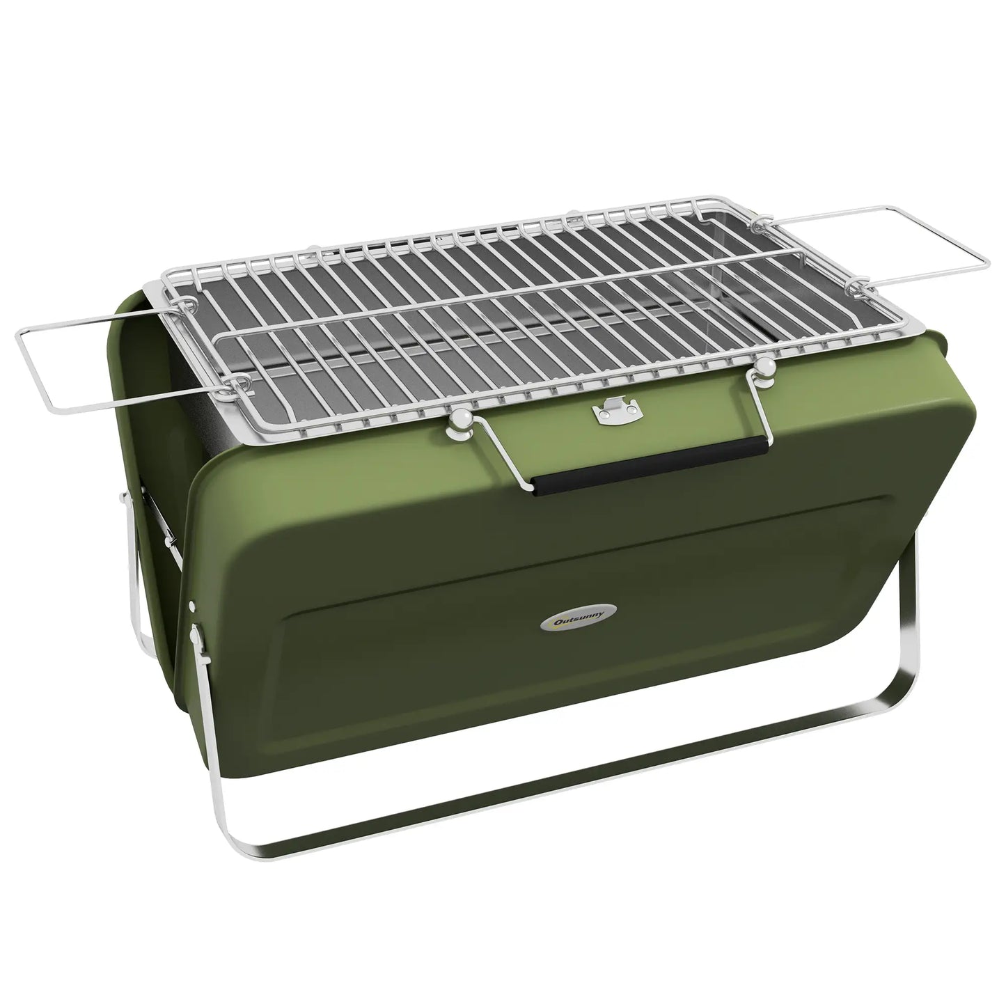 Outsunny Metal Charcoal Barbecue Grill Portable Foldable BBQ Grill - Green