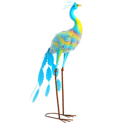 Outsunny Peacock Garden Statue, Standing Ornament, Metal, with Stakes for Patio Pond Landscape Decoration