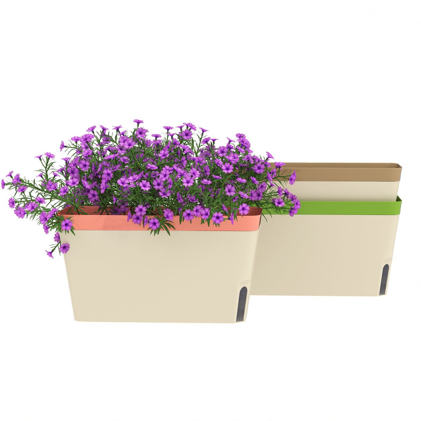 Outsunny Set of 3 Self Watering Plant Pots Outdoor, 27cm Garden Planters with Visual Water Level Window, Plastic Flower Pots