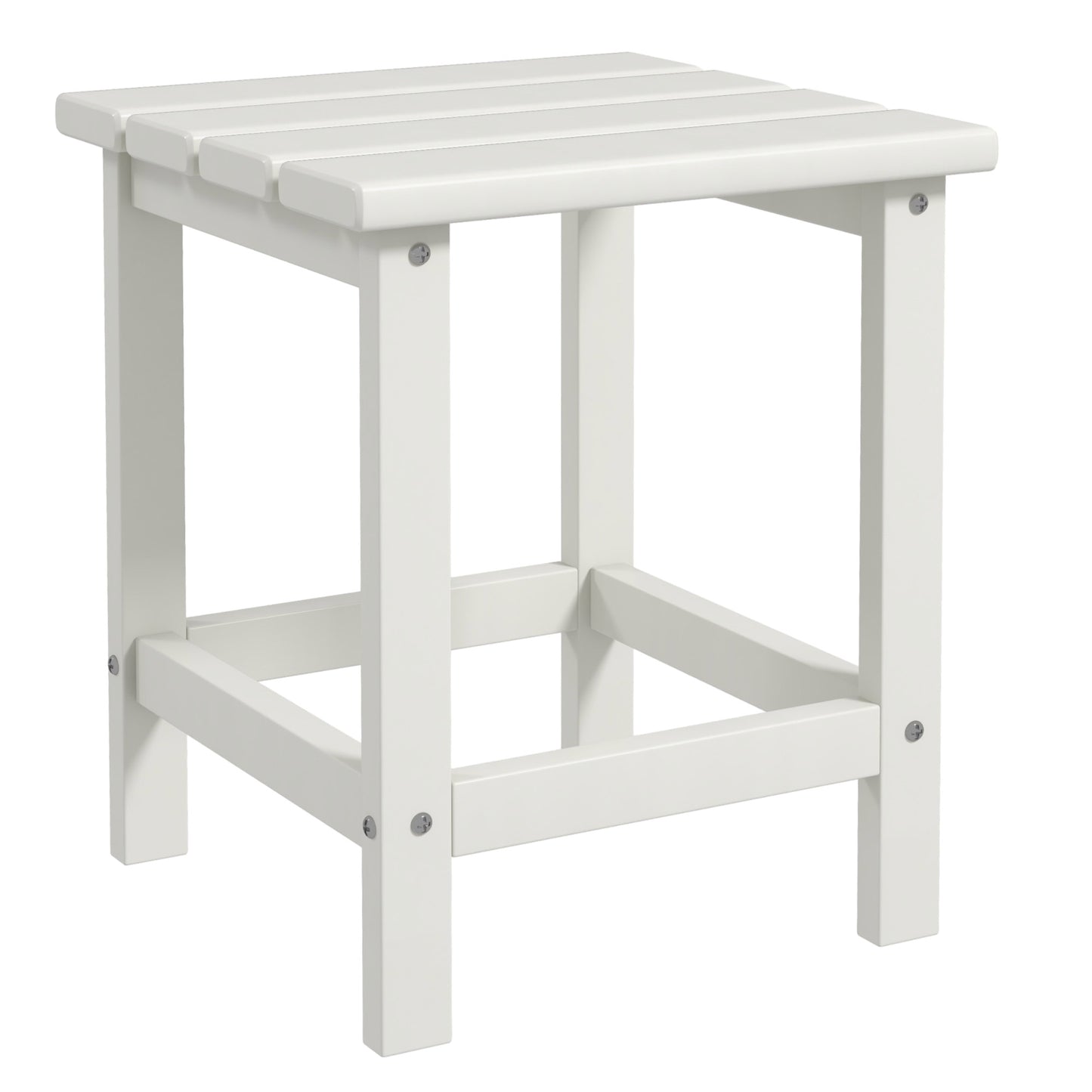 Outsunny Square Coffee Table, HDPE Tabletop and Frame for Porch, Garden, Side Table, White