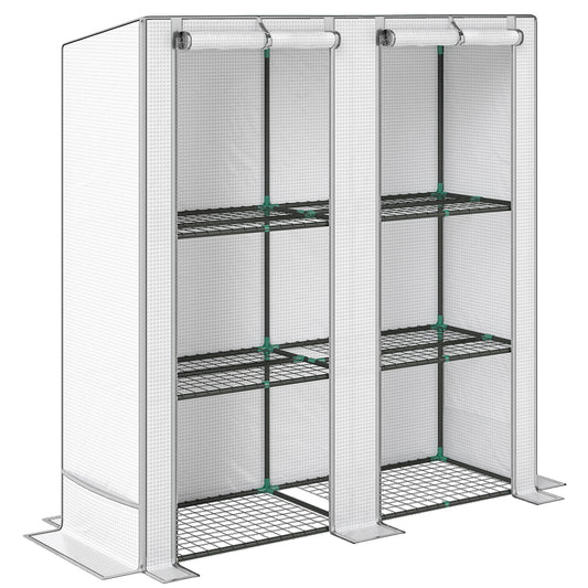 Outsunny Three-Tier Mini Greenhouse, UV Resistant Plastic Cover- White