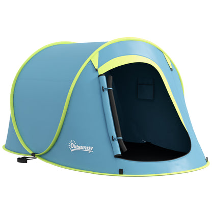 Outsunny Two-Man Pop-Up Camping Dome Tent with Accessories - Blue