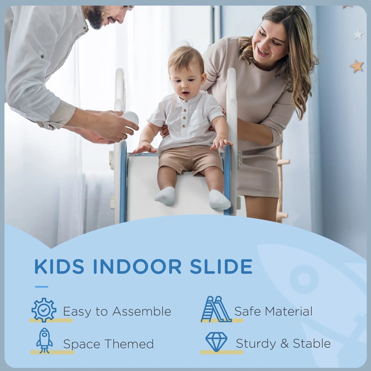 AIYAPLAY Space-Themed Baby Slide, Indoor Freestanding Kids Slide, for Ages 1.5-3 Years