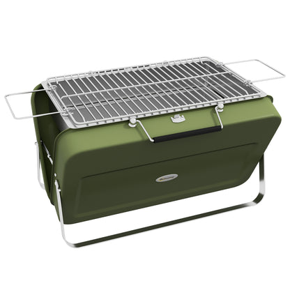 Outsunny Metal Charcoal Barbecue Grill Portable Foldable BBQ Grill - Green