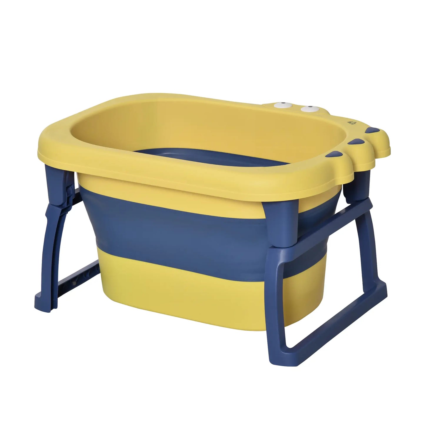 HOMCOM Baby Bathtub for 0-6 Years Collapsible Non-Slip with Stool Seat for Newborns Infants Toddlers Kids - Yellow