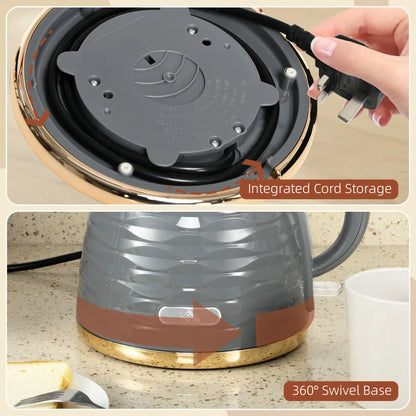 HOMCOM 3kW Kitchen Rapid Boil Honeycomb Kettle, 1.7l - Grey