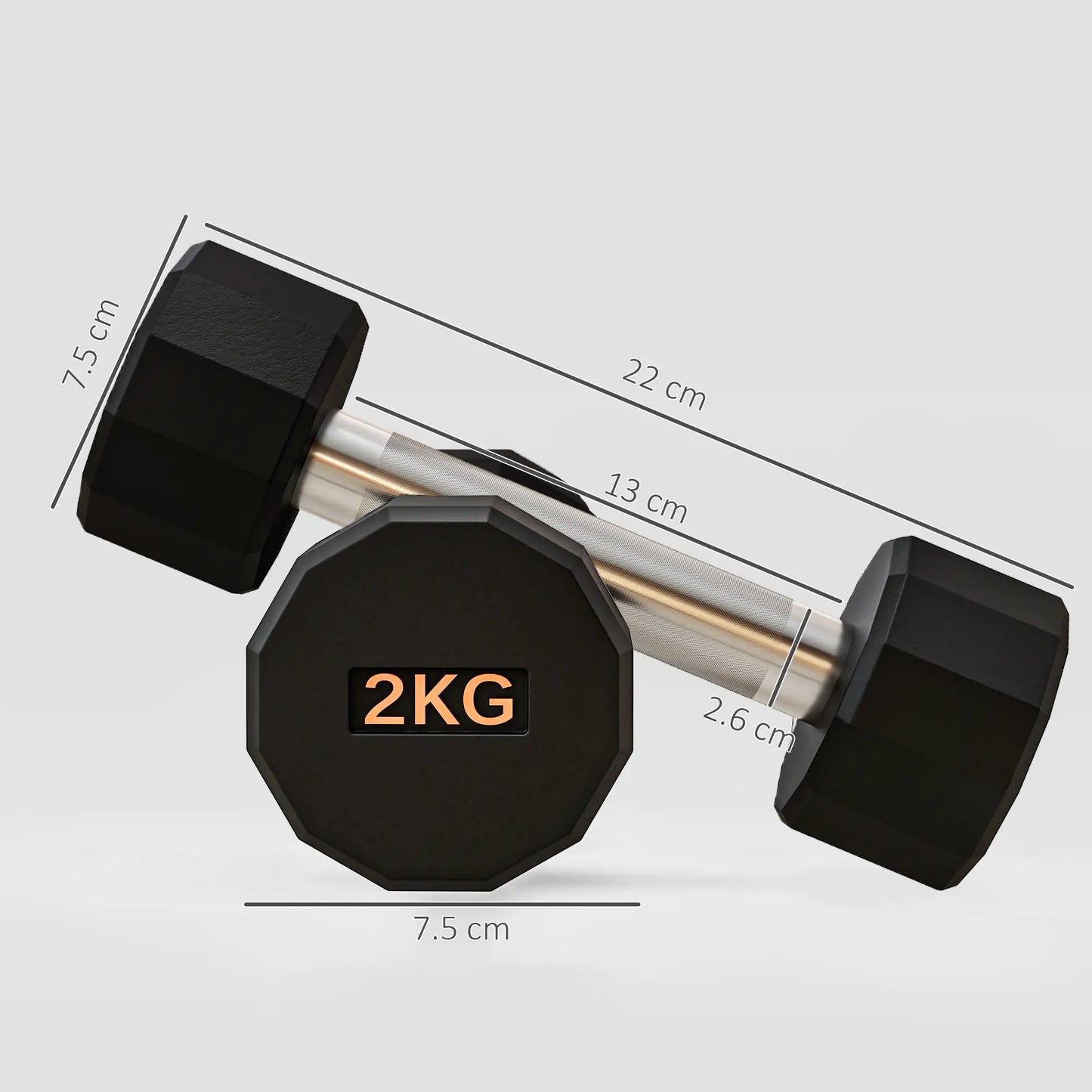 SPORTNOW Dumbbells Weights Set with 12-Sided Shape and Non-Slip Grip for Home Gym Workout, 2 x 2kg